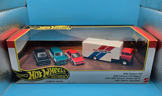 Hot Wheels Premium Collector's Diorama Set BRE Datsun 620 BRE Datsun Wagon 1991 BRE Nissan Sentra SE-R BRE Sakura Sprinter HRT52-4B10
