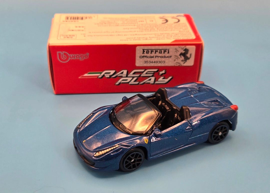 Bburago " Ferrari 458 Spider " Blue 1/64 scale