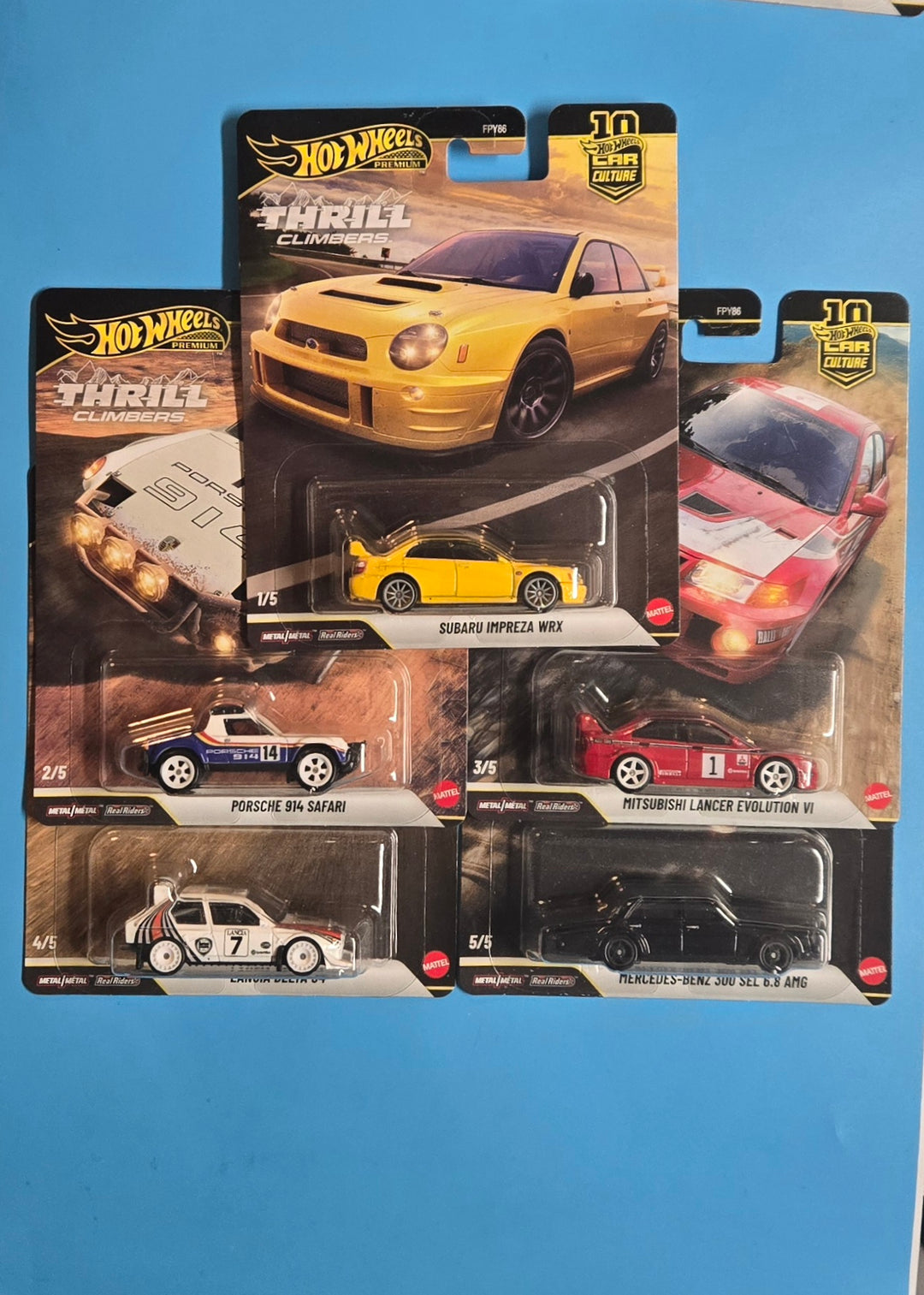 Hot Wheels Premium Car Culture 10th Anniversary Thrill Climbers 5 Car Set FPY86