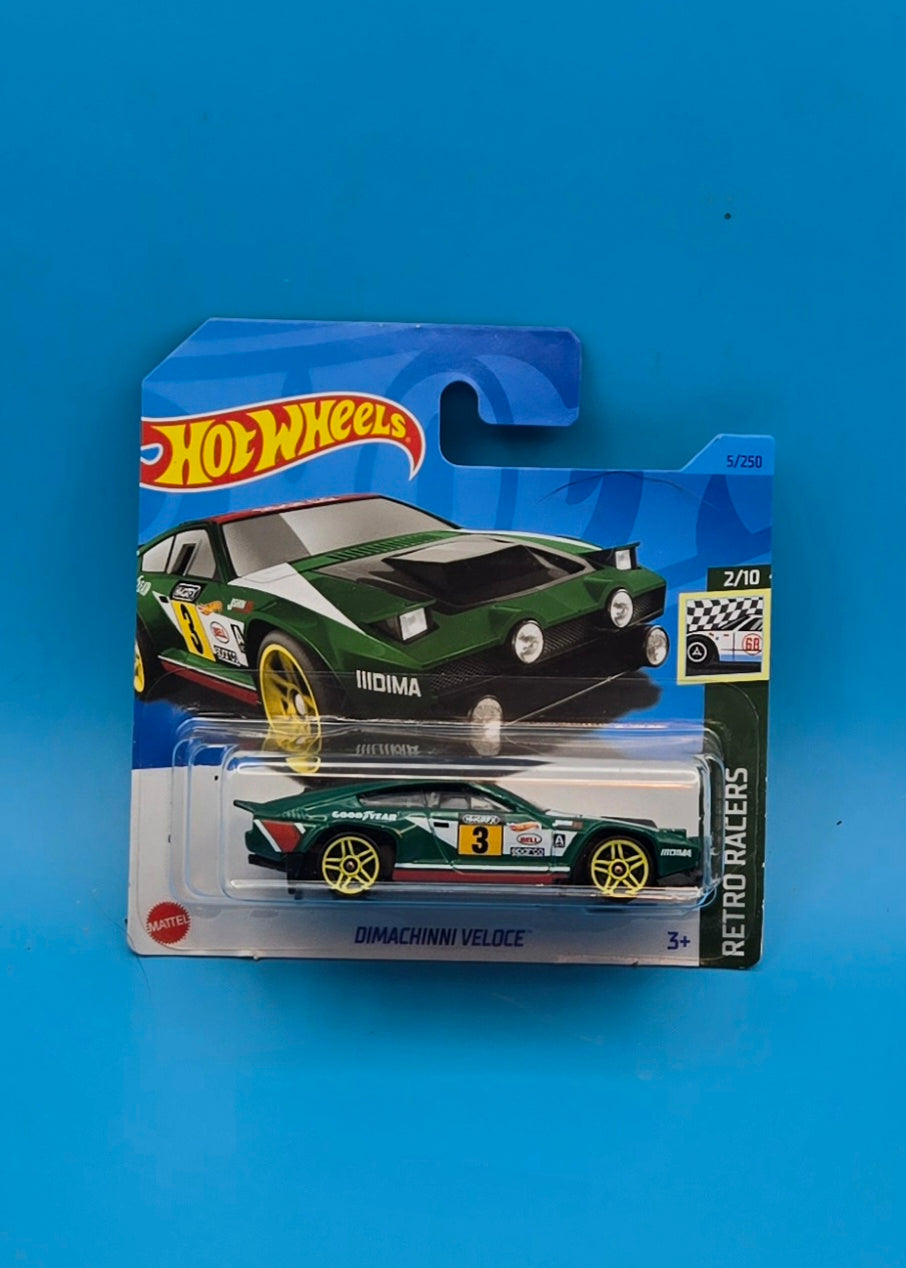 Hot Wheels " DiMachinni Veloce " Retro Racers 2/10 HKH03 Short Card