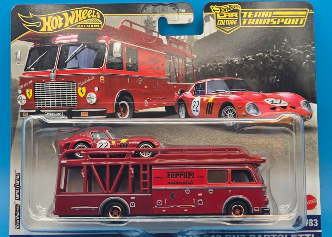 Hot Wheels Premium Car Culture Team Transport " Ferrari 250 GTO &amp; Fiat 642 RN2 Bartoletti Transporter 