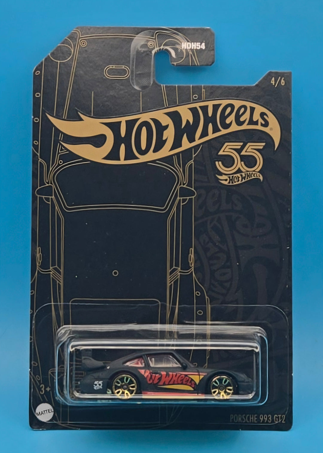 Hot Wheels " Porsche 993 GT2 " 55th Anniversary Black and Yellow 4/6 2023 HLK06