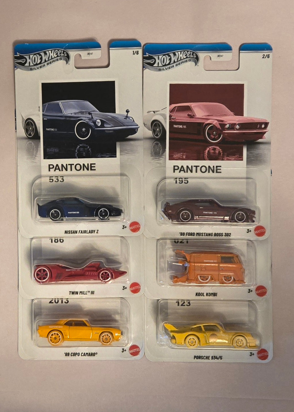 Hot Wheels " Pantone Complete 6 Car Set " Silver Series w/CHASE Porsche 934/5