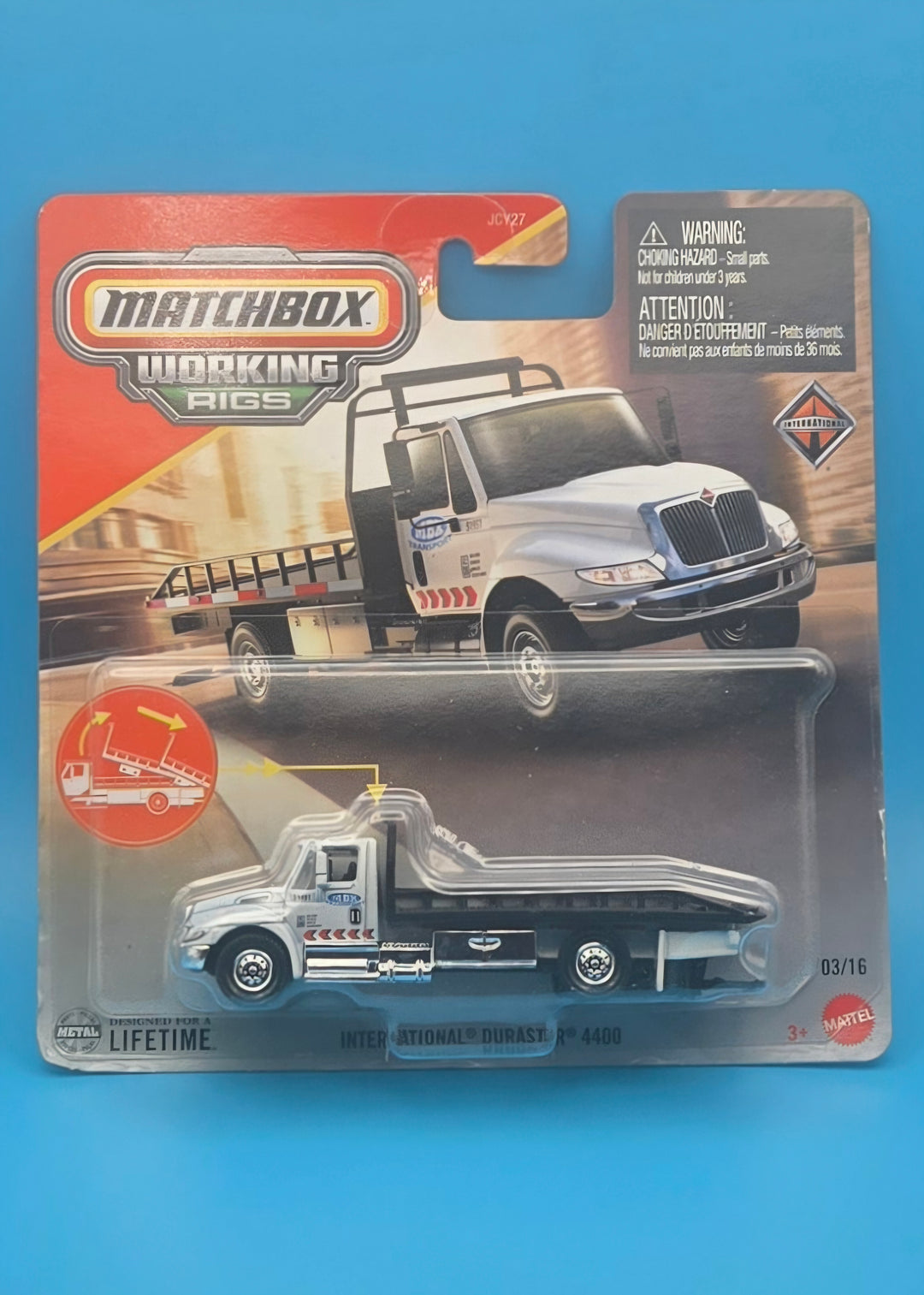2025 Matchbox Working Rigs " International DuraStar 4400 flatbed/tow truck" 3/16 JBK70
