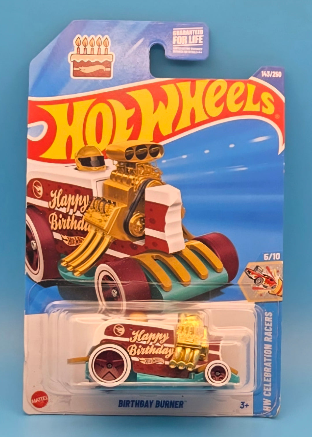 Hot Wheels " Birthday Burner " HW Celebration Racers 5/10 JBC26 Treasure Hunt